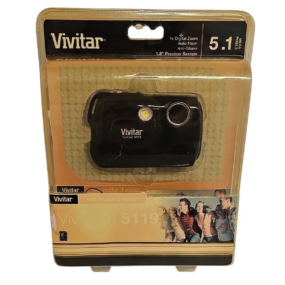 Vivitar Black Vivicam 5119 Digital Camera 5.1 MP 4X Digital Zoom View Screen NEW - Picture 1 of 8